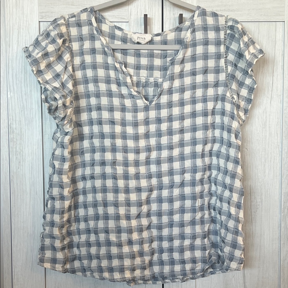 Blu Pepper Blue and White Plaid Blouse